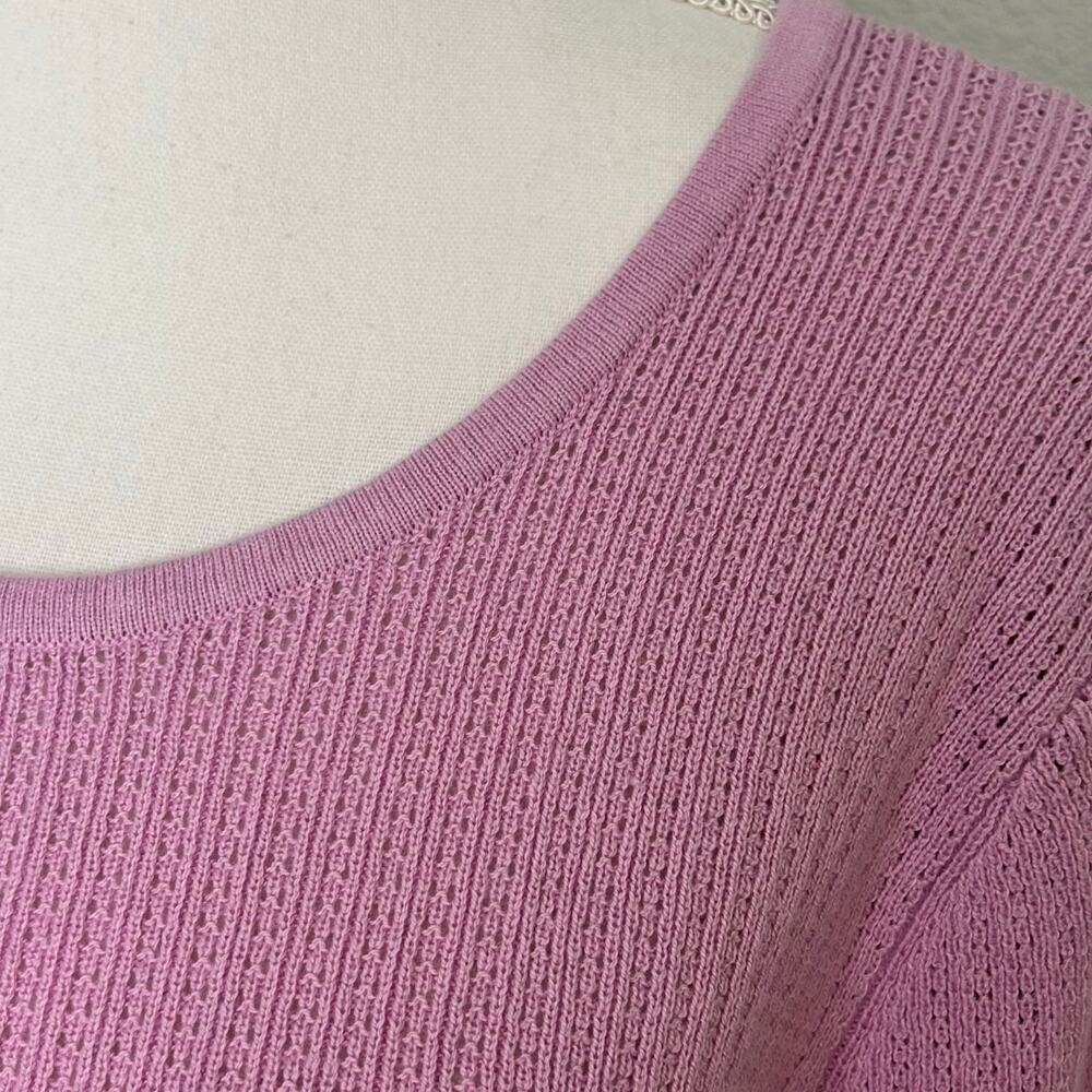 Soft Surroundings waffle knit silk and cotton  3/4 sleeve lilac sweater size 1X - Picture 2 of 10